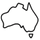 Outline of Australia on a white background