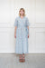 Mora Heritage Bowral Dress in Highlands Mist Blue. Organic cotton maxi dress Australia with shirt collar.