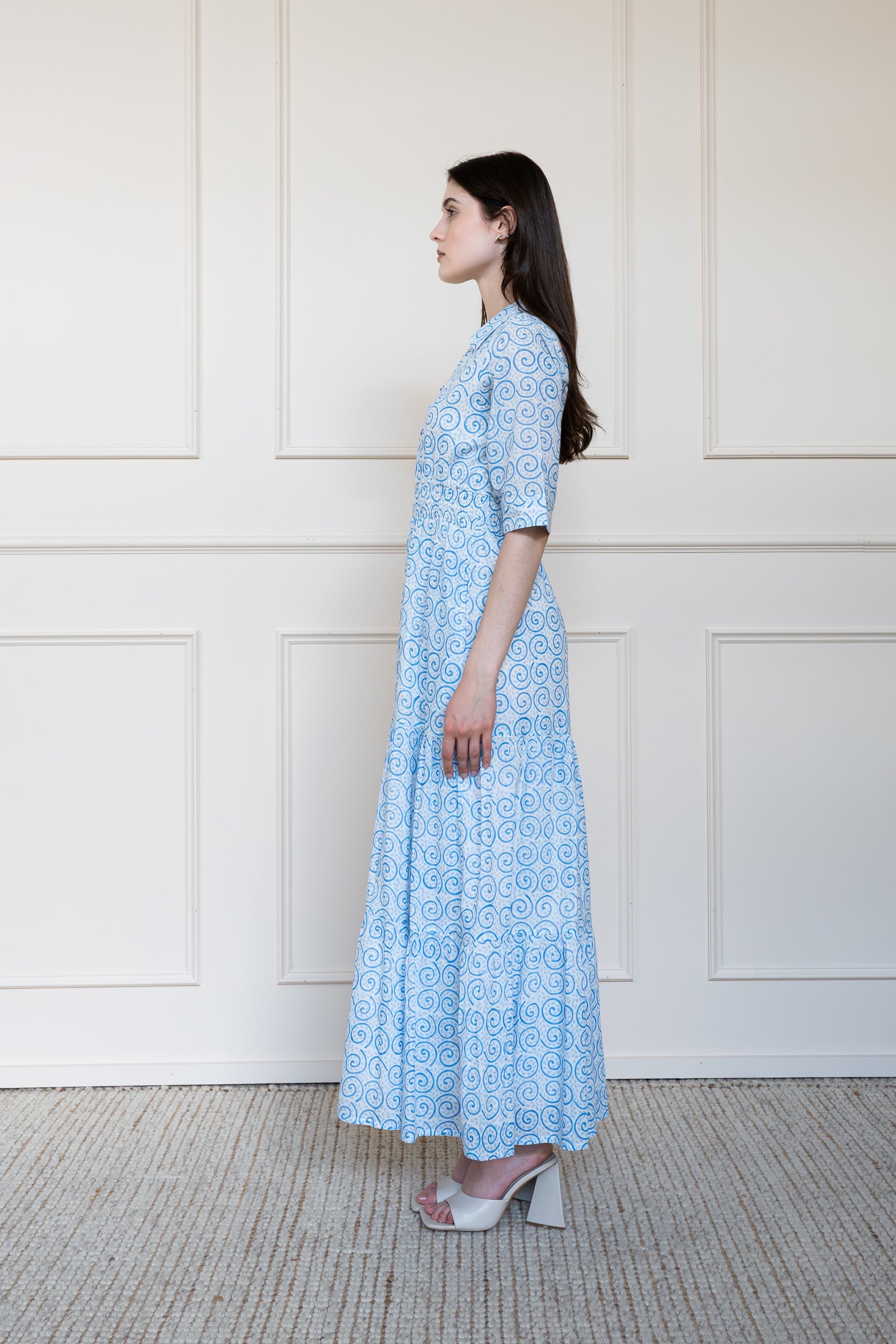 Side view of Byron Bay Dress styling for wedding guest dress Australia.