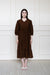 Mora Heritage Tamarind Dress in Earth Rust Brown. Organic cotton midi dress with sleeves Australia.