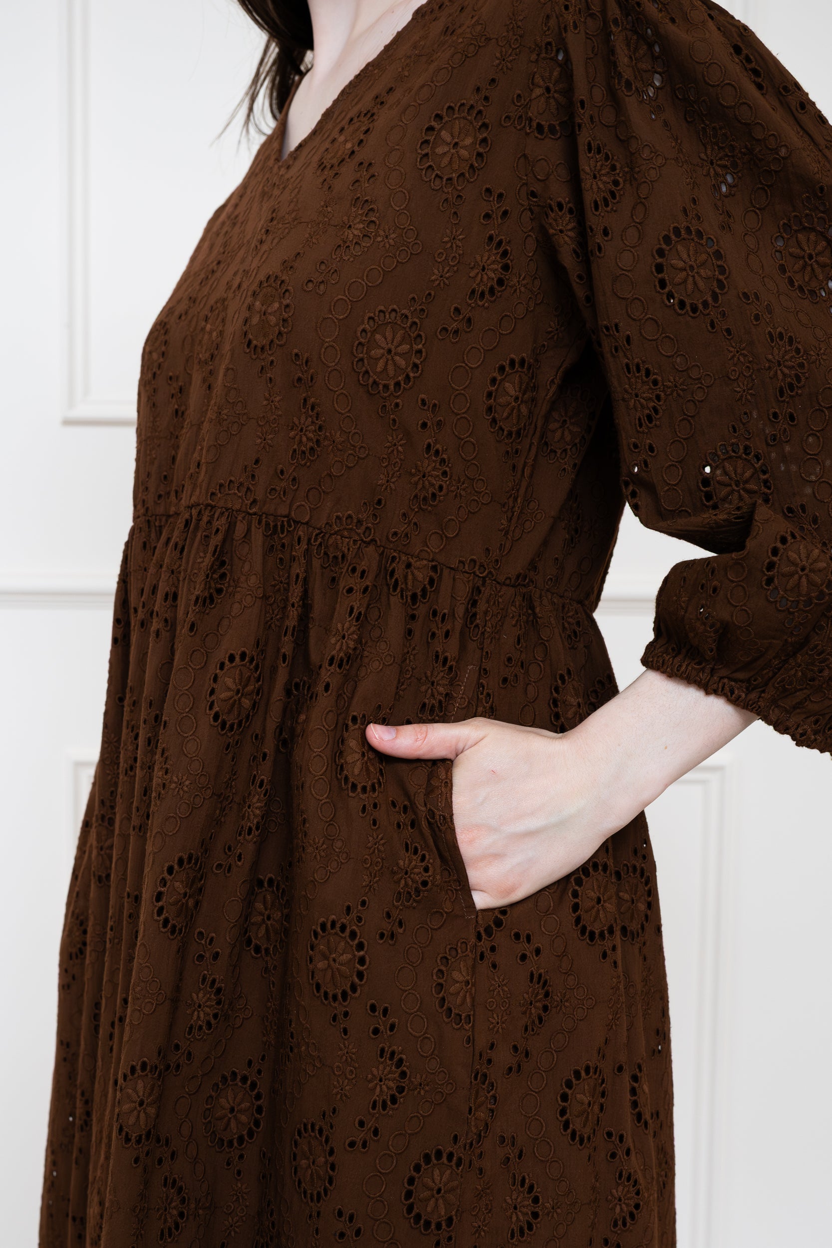Detail view of Tamarind Dress showing deep functional side pockets for practical everyday wear.