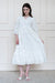 Mora Heritage Tamarind Dress in Cotton Clouds White. Embroidered organic cotton midi dress Australia.