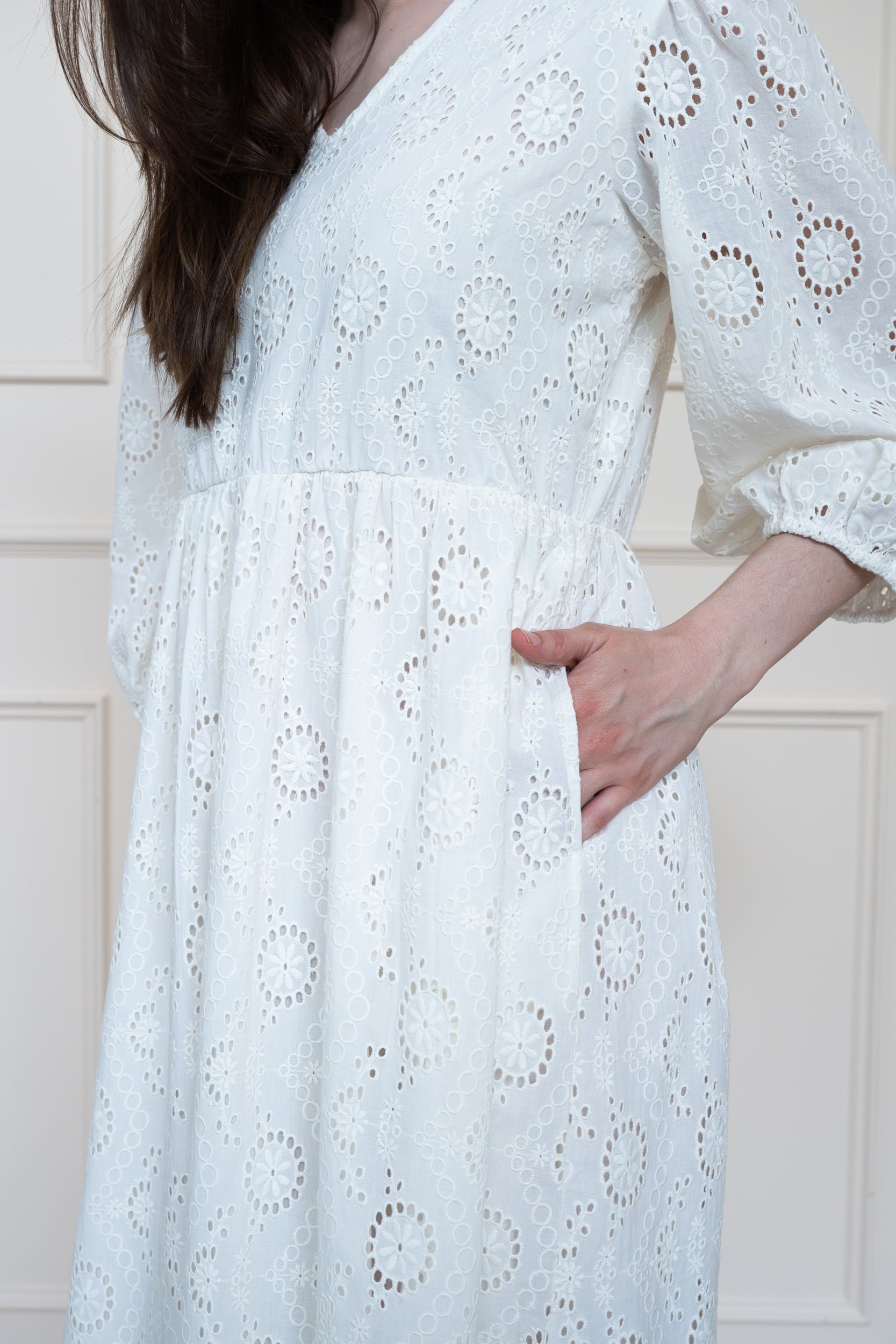 Detail view of Tamarind Dress showing deep functional side pockets for practical everyday wear.