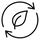 Icon of a leaf with circular arrows, symbolizing recycling or environmental sustainability.